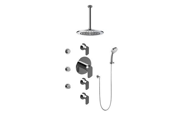 GRAFF GB1.231A-LM45S PHASE CONTEMPORARY SQUARE THERMOSTATIC SET WITH BODY SPRAYS AND HANDSHOWER (ROUGH AND TRIM)