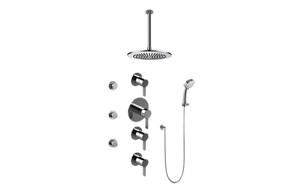 GRAFF GB1.231A-LM46S-T TERRA CONTEMPORARY SQUARE THERMOSTATIC SET WITH BODY SPRAYS AND HANDSHOWER ( TRIM)