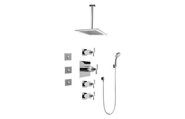 GRAFF GC1.131A-C9S IMMERSION CONTEMPORARY SQUARE THERMOSTATIC SET WITH BODY SPRAYS AND HANDSHOWER (ROUGH AND TRIM)