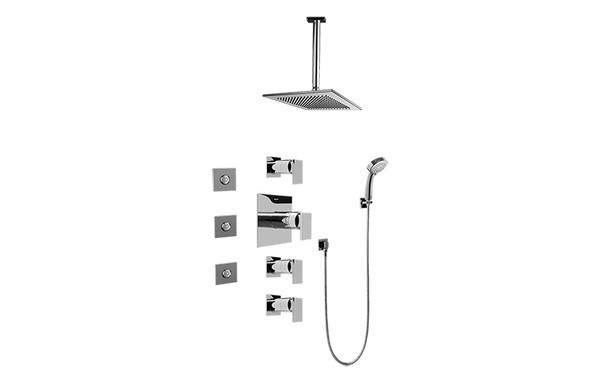 GRAFF GC1.131A-LM31S-T SOLAR CONTEMPORARY SQUARE THERMOSTATIC SET WITH BODY SPRAYS AND HANDSHOWER ( TRIM)