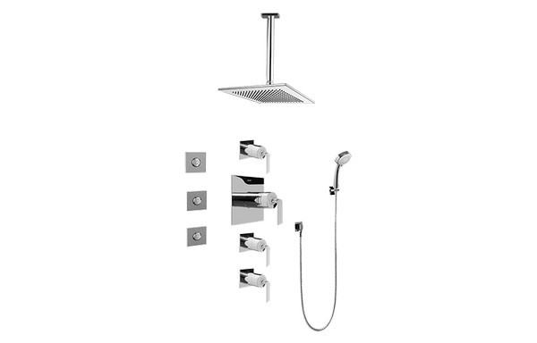 GRAFF GC1.131A-LM40S-T IMMERSION CONTEMPORARY SQUARE THERMOSTATIC SET WITH BODY SPRAYS AND HANDSHOWER ( TRIM)