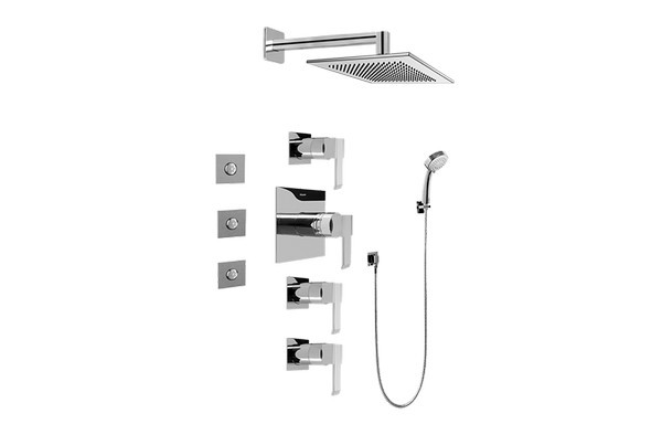GRAFF GC1.132A-LM38S-T QUBIC CONTEMPORARY SQUARE THERMOSTATIC SET WITH BODY SPRAYS AND HANDSHOWER ( TRIM)