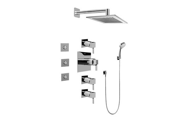 GRAFF GC1.132A-LM39S-T QUBIC TRE CONTEMPORARY SQUARE THERMOSTATIC SET WITH BODY SPRAYS AND HANDSHOWER ( TRIM)