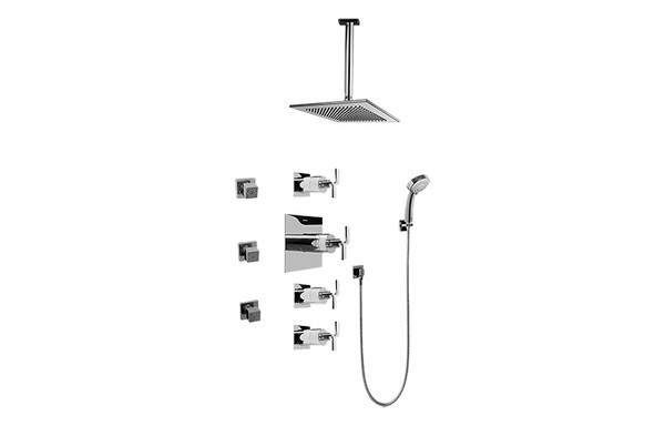 GRAFF GC1.231A-C9S-T IMMERSION CONTEMPORARY SQUARE THERMOSTATIC SET WITH BODY SPRAYS AND HANDSHOWER ( TRIM)