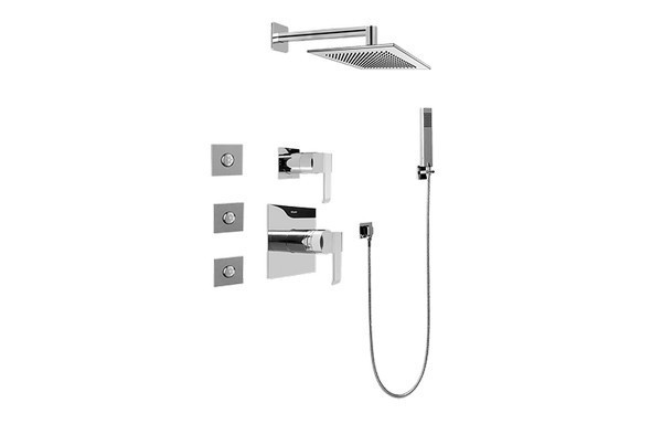 GRAFF GC5.122A-LM38S-T QUBIC FULL THERMOSTATIC SHOWER SYSTEM WITH TRANSFER VALVE ( TRIM)