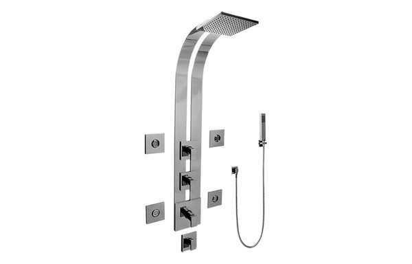 GRAFF GE1.120A-LM31S-T SOLAR SQUARE THERMOSTATIC SKI SHOWER SET WITH BODY SPRAYS AND HANDSHOWERS (TRIM)