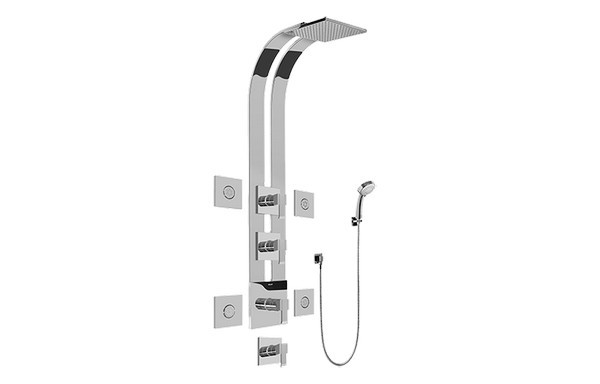 GRAFF GE1.130A-LM38S-T QUBIC SQUARE THERMOSTATIC SKI SHOWER SET WITH BODY SPRAYS AND HANDSHOWERS ( TRIM)
