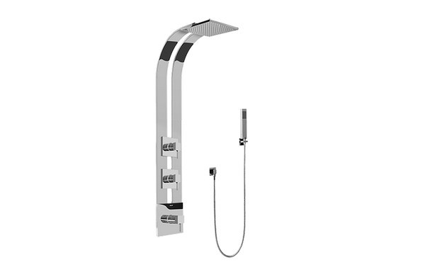 GRAFF GE2.020A-LM39S QUBIC TRE SQUARE THERMOSTATIC SKI SHOWER SET WITH HANDSHOWERS (TRIM AND ROUGH)