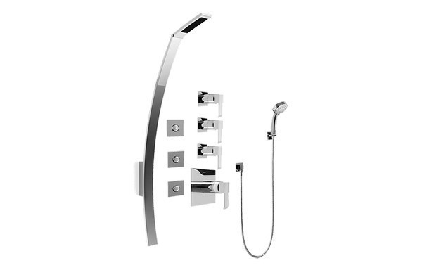 GRAFF GF1.130A-LM38S-T QUBIC THERMOSTATIC SHOWER SET WITH BODY SPRAYS AND HANDSHOWER ( TRIM)