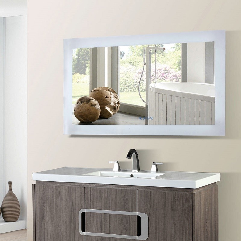 BELLATERRA HOME 801071-M-48 48 W X 27 H INCH RECTANGULAR LED BORDERED ILLUMINATED MIRROR WITH BLUETOOTH SPEAKERS