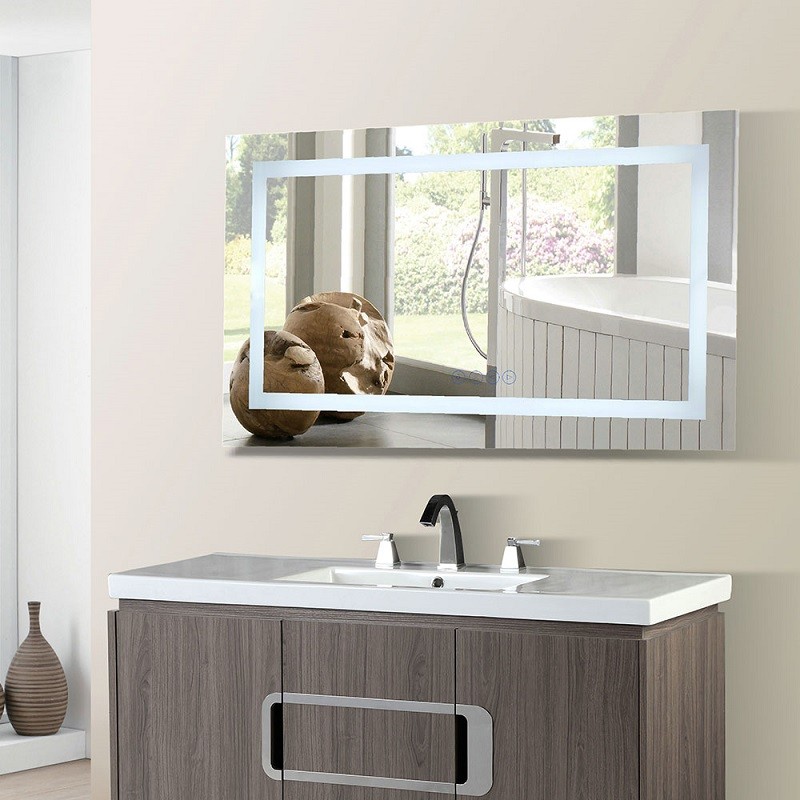 BELLATERRA HOME 808454-M-48 48 W X 27 H INCH RECTANGULAR LED BORDERED ILLUMINATED MIRROR WITH BLUETOOTH SPEAKERS