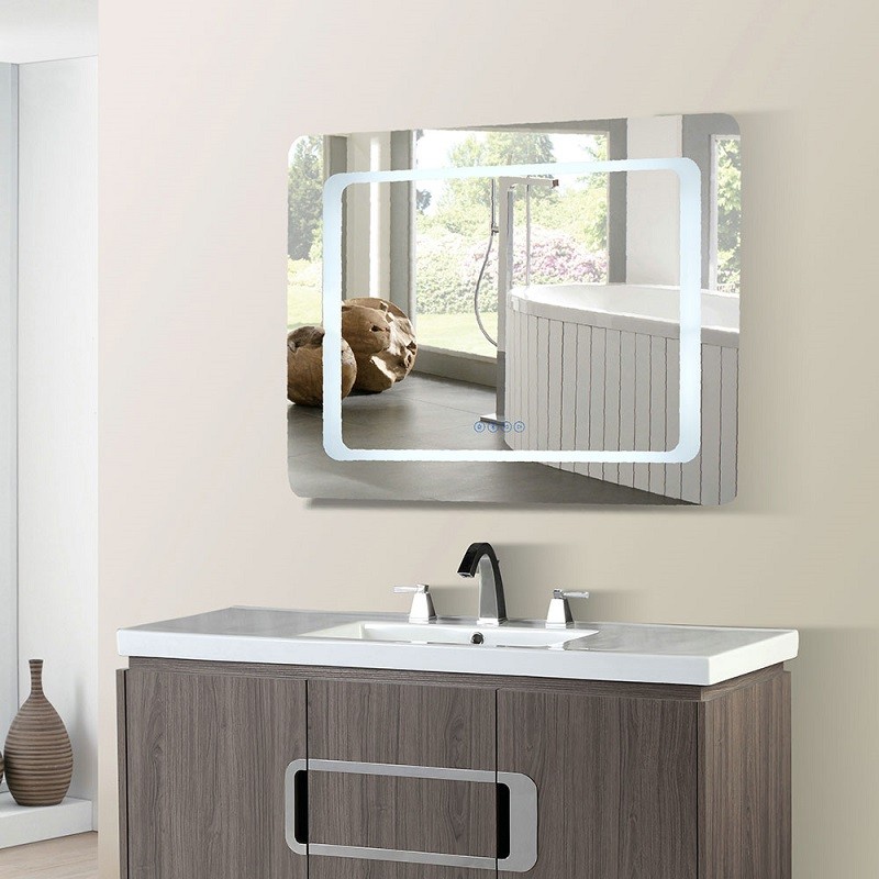 BELLATERRA HOME 808485-M-36 36 W X 27 H INCH RECTANGULAR LED BORDERED ILLUMINATED MIRROR WITH BLUETOOTH SPEAKERS