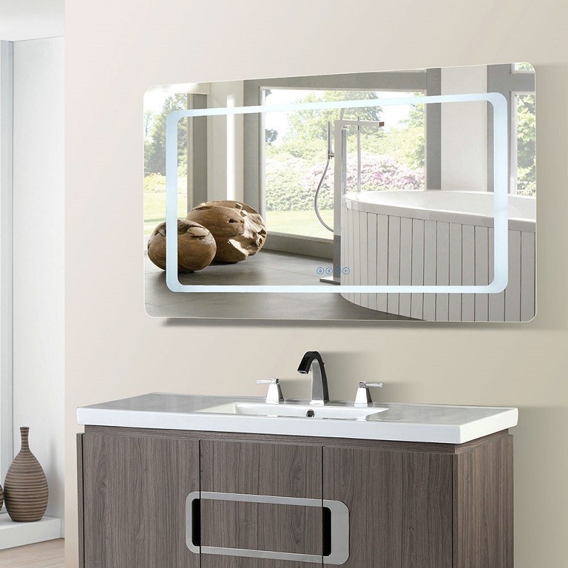 BELLATERRA HOME 808485-M-48 48 W X 27 H INCH RECTANGULAR LED BORDERED ILLUMINATED MIRROR WITH BLUETOOTH SPEAKERS