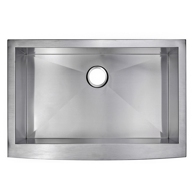 WATER-CREATION SS-AS-3322A-16 33 X 22 INCH ZERO RADIUS SINGLE BOWL STAINLESS STEEL HAND MADE APRON FRONT KITCHEN SINK