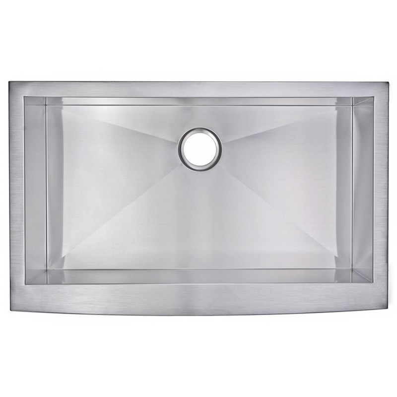WATER-CREATION SS-AS-3622A-16 36 X 22 INCH ZERO RADIUS SINGLE BOWL STAINLESS STEEL HAND MADE APRON FRONT KITCHEN SINK