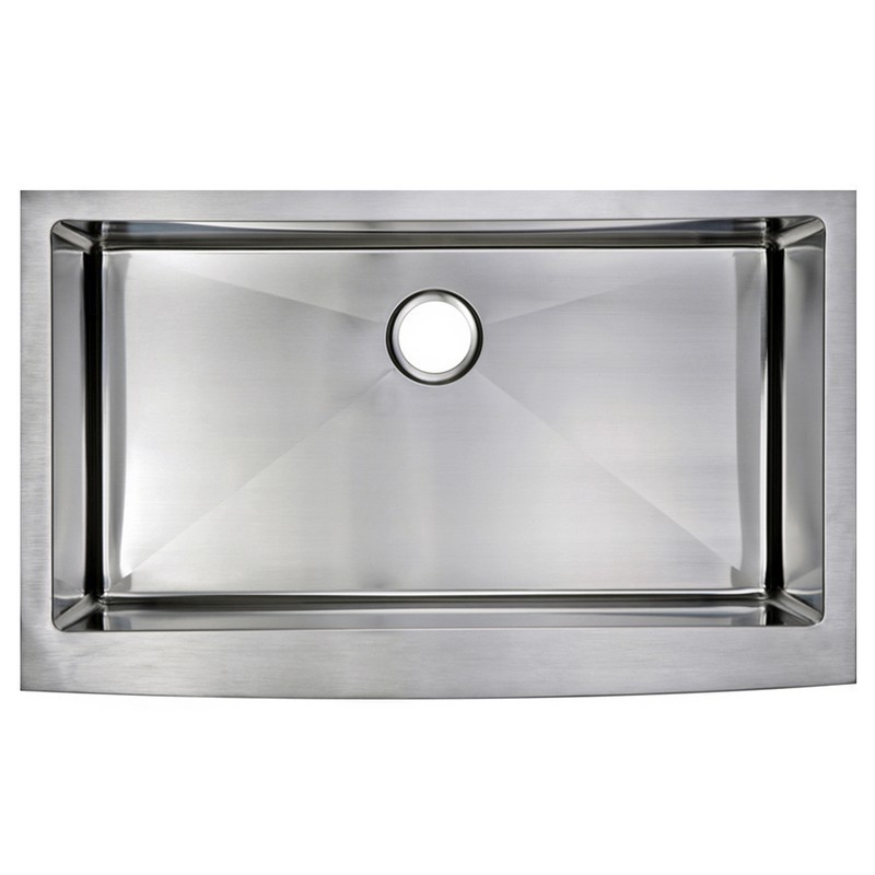WATER-CREATION SS-AS-3622B-16 36 X 22 INCH 15MM CORNER RADIUS SINGLE BOWL STAINLESS STEEL HAND MADE APRON FRONT KITCHEN SINK