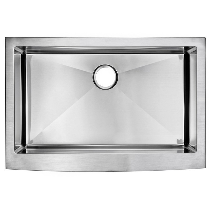 WATER-CREATION SSS-AS-3322B 33 X 22 INCH 15MM CORNER RADIUS SINGLE BOWL STAINLESS STEEL HAND MADE APRON FRONT KITCHEN SINK WITH DRAIN AND STRAINER