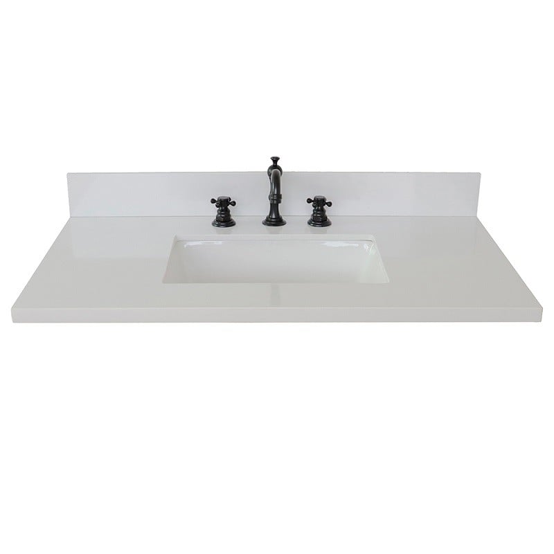 BELLATERRA 430002-37-WER 37 INCH WHITE QUARTZ COUNTERTOP WITH RECTANGLE SINK