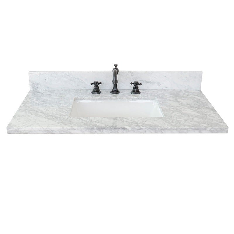 BELLATERRA 430002-37-WMR 37 INCH WHITE CARRARA COUNTERTOP WITH RECTANGLE SINK