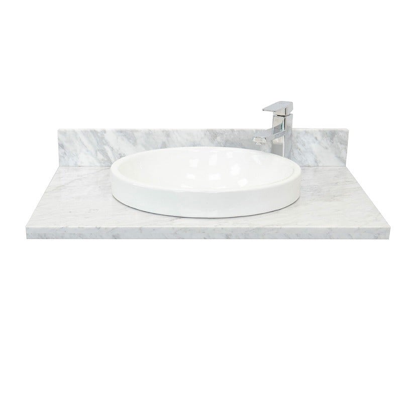 BELLATERRA 430003-31-WMRD 31 INCH WHITE CARRARA COUNTERTOP WITH ROUND SINK