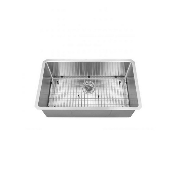 RATEL H3018R10S 30 INCH SINGLE BOWL HANDMADE UNDERMOUNT 50/50 STAINLESS STEEL KITCHEN SINK WITH GRID AND A STRAINER