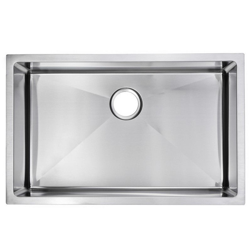 WATER-CREATION SSS-US-3019B-16 30 X 19 INCH 15MM CORNER RADIUS SINGLE BOWL STAINLESS STEEL HAND MADE UNDERMOUNT KITCHEN SINK WITH DRAIN AND STRAINER