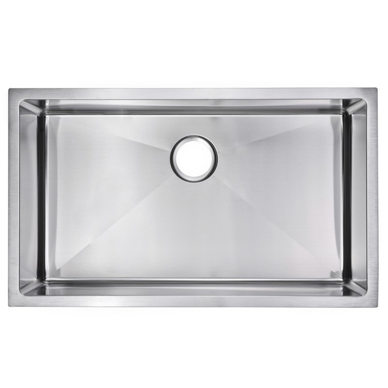 WATER-CREATION SSS-US-3219B-16 32 X 19 INCH 15MM CORNER RADIUS SINGLE BOWL STAINLESS STEEL HAND MADE UNDERMOUNT KITCHEN SINK WITH DRAIN AND STRAINER