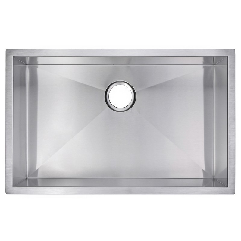 WATER-CREATION SSSG-US-3019A-16 30 X 19 INCH ZERO RADIUS SINGLE BOWL STAINLESS STEEL HAND MADE UNDERMOUNT KITCHEN SINK WITH DRAIN, STRAINER, AND BOTTOM GRID