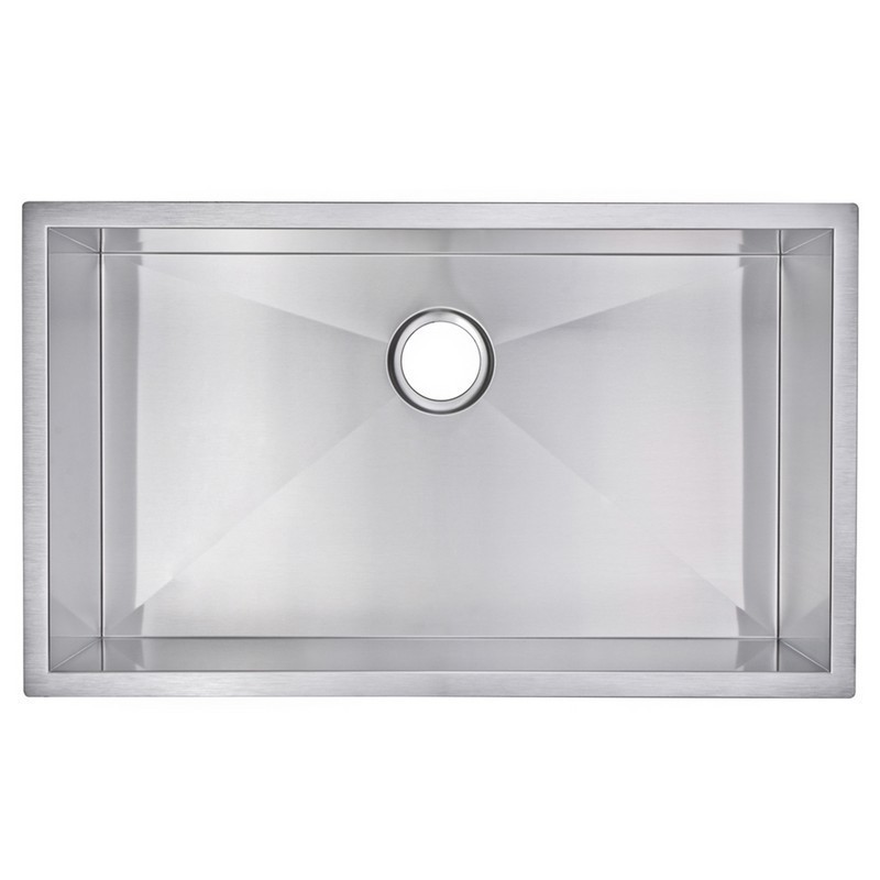 WATER-CREATION SSSG-US-3219A 32 X 19 INCH ZERO RADIUS SINGLE BOWL STAINLESS STEEL HAND MADE UNDERMOUNT KITCHEN SINK WITH DRAIN, STRAINER, AND BOTTOM GRID