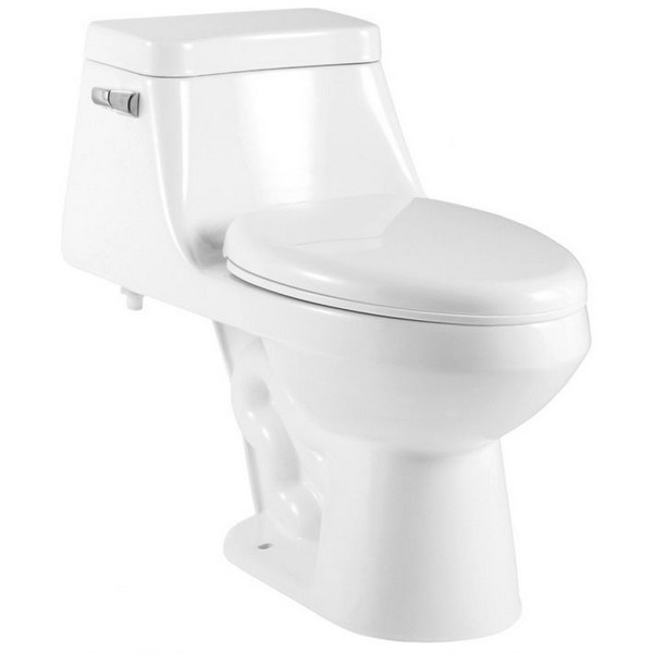 RATEL T82221 30 1/4 INCH ONE PIECE OVAL TOILET WITH SOFT CLOSING SEAT - WHITE GLOSS FINISH