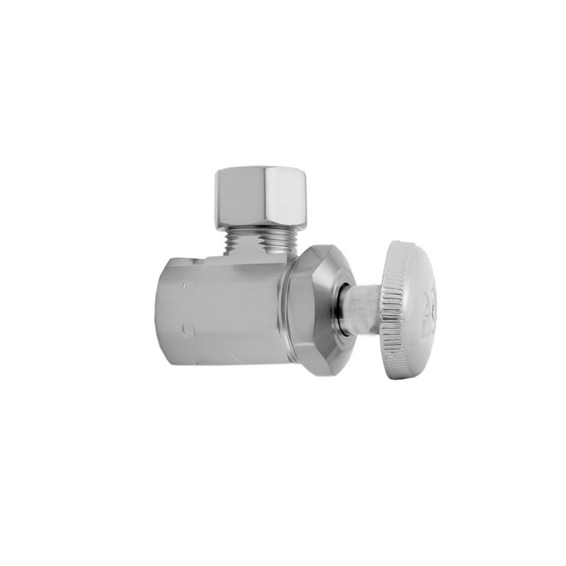 JACLO 585 MULTI TURN ANGLE PATTERN 3/8 INCH IPS X 3/8 INCH O.D. SUPPLY VALVE WITH OVAL HANDLE