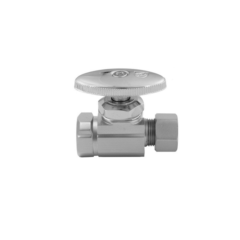 JACLO 591 MULTI TURN STRAIGHT PATTERN 1/2 INCH IPS X 3/8 INCH O.D. SUPPLY VALVE WITH OVAL HANDLE