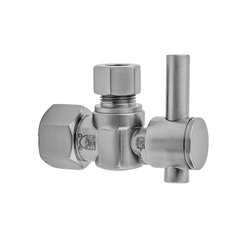JACLO 615-2 QUARTER TURN ANGLE PATTERN 3/8 INCH IPS X 3/8 INCH O.D. SUPPLY VALVE WITH CONTEMPO LEVER HANDLE