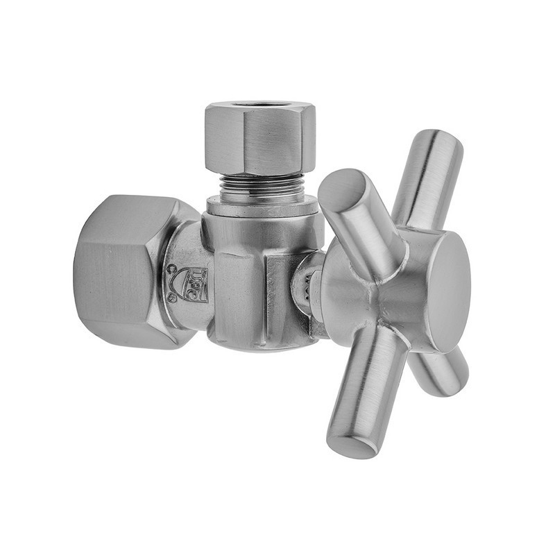 JACLO 616-4 QUARTER TURN ANGLE PATTERN 1/2 INCH IPS X 3/8 INCH O.D. SUPPLY VALVE WITH CONTEMPO CROSS HANDLE