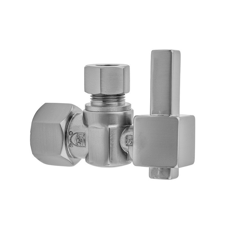 JACLO 616-6 QUARTER TURN ANGLE PATTERN 1/2 INCH IPS X 3/8 INCH O.D. SUPPLY VALVE WITH SQUARE LEVER HANDLE
