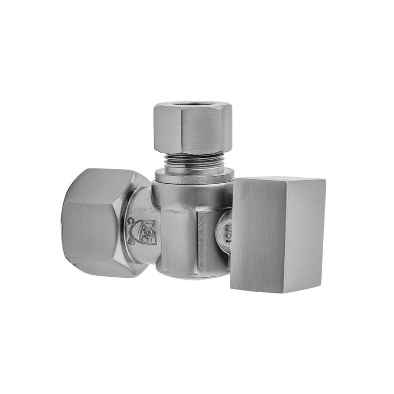 JACLO 616-7 QUARTER TURN ANGLE PATTERN 1/2 INCH IPS X 3/8 INCH O.D. SUPPLY VALVE WITH SQUARE HANDLE