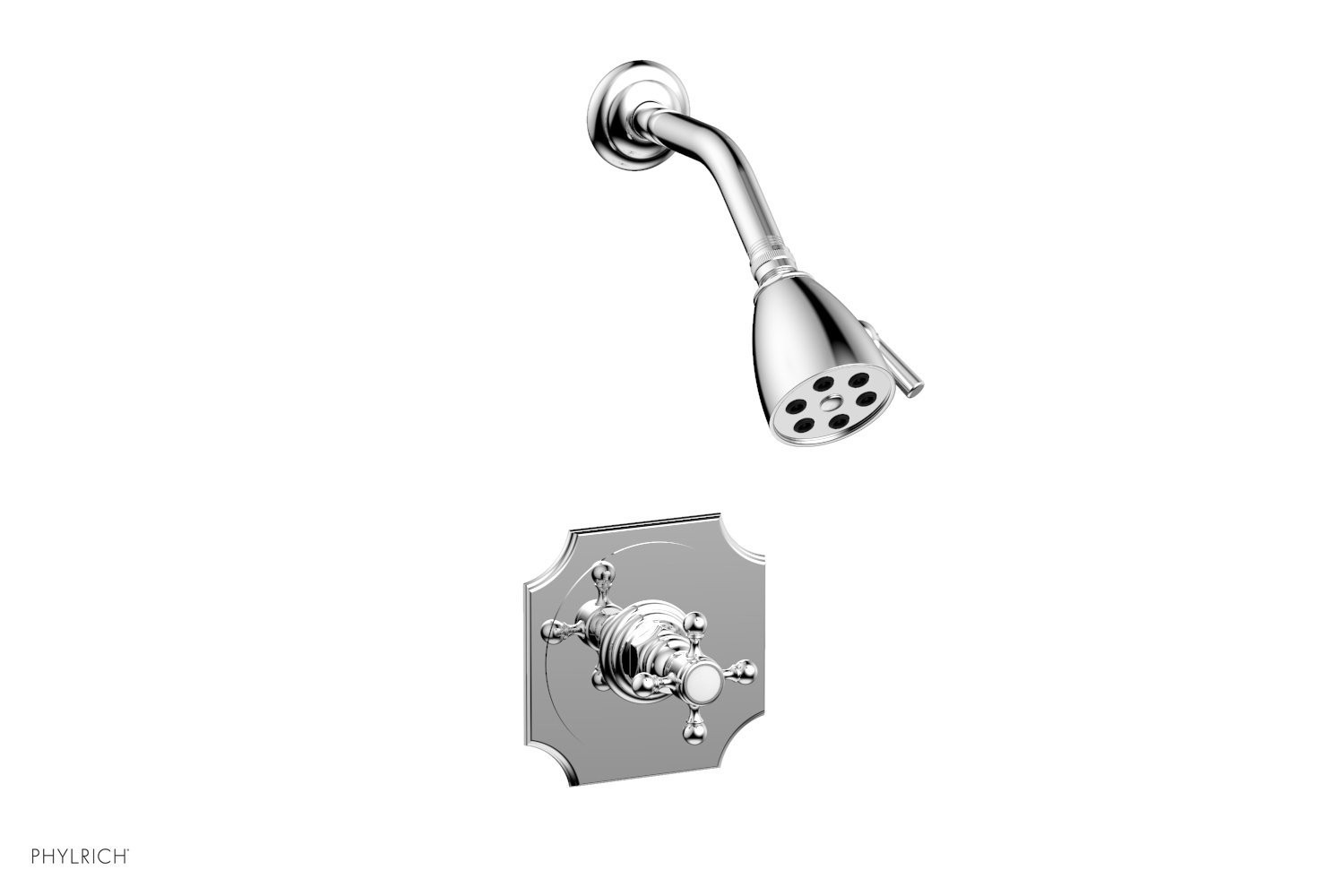 PHYLRICH 161-21 HENRI WALL MOUNT PRESSURE BALANCE SHOWER SET WITH CROSS HANDLE