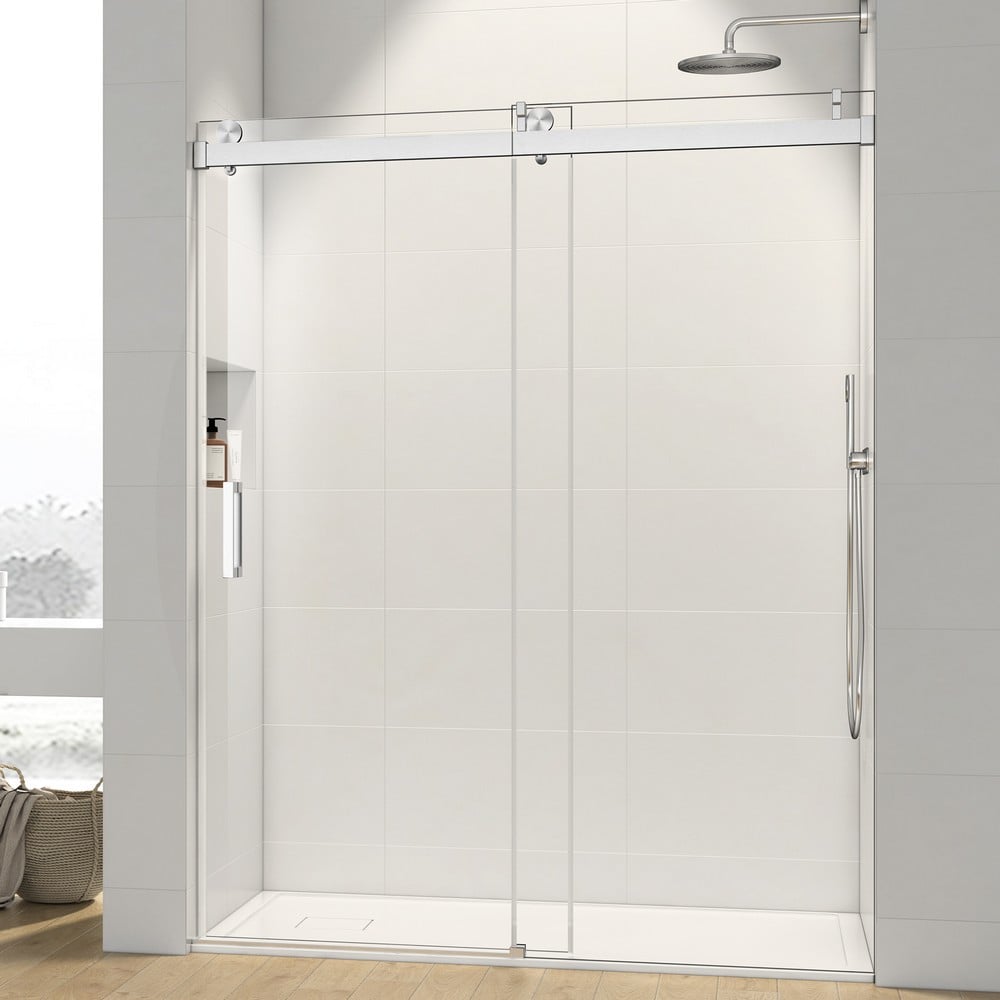 CLOVIS GOODS 21S1001-72 68-72 W X 76 H INCH SINGLE SLIDING FRAMELESS SHOWER DOOR WITH CLEAR GLASS