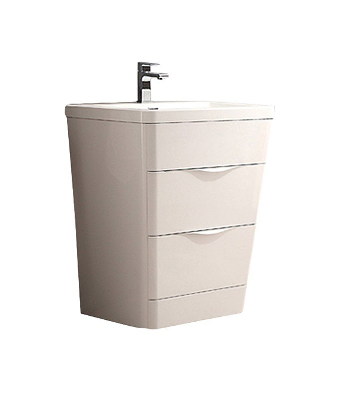 FRESCA FCB8525WH-I MILANO 26 INCH GLOSSY WHITE MODERN BATHROOM CABINET WITH INTEGRATED SINK