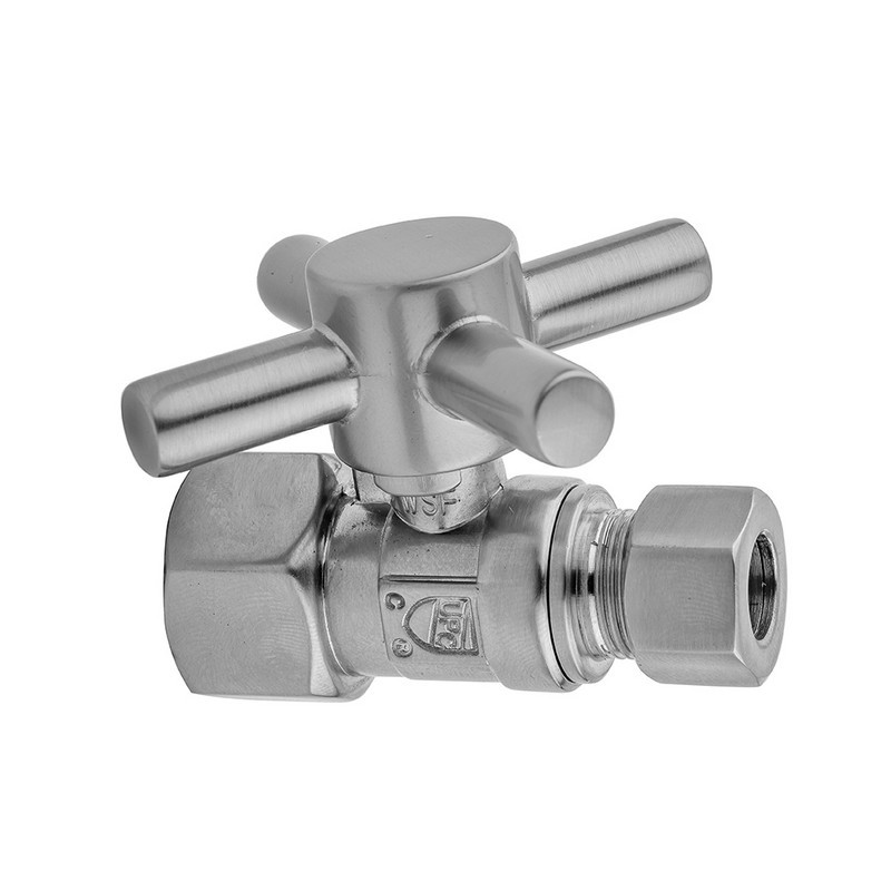 JACLO 619-4 QUARTER TURN STRAIGHT PATTERN 1/2 INCH IPS X 3/8 INCH O.D. SUPPLY VALVE WITH CONTEMPO CROSS HANDLE