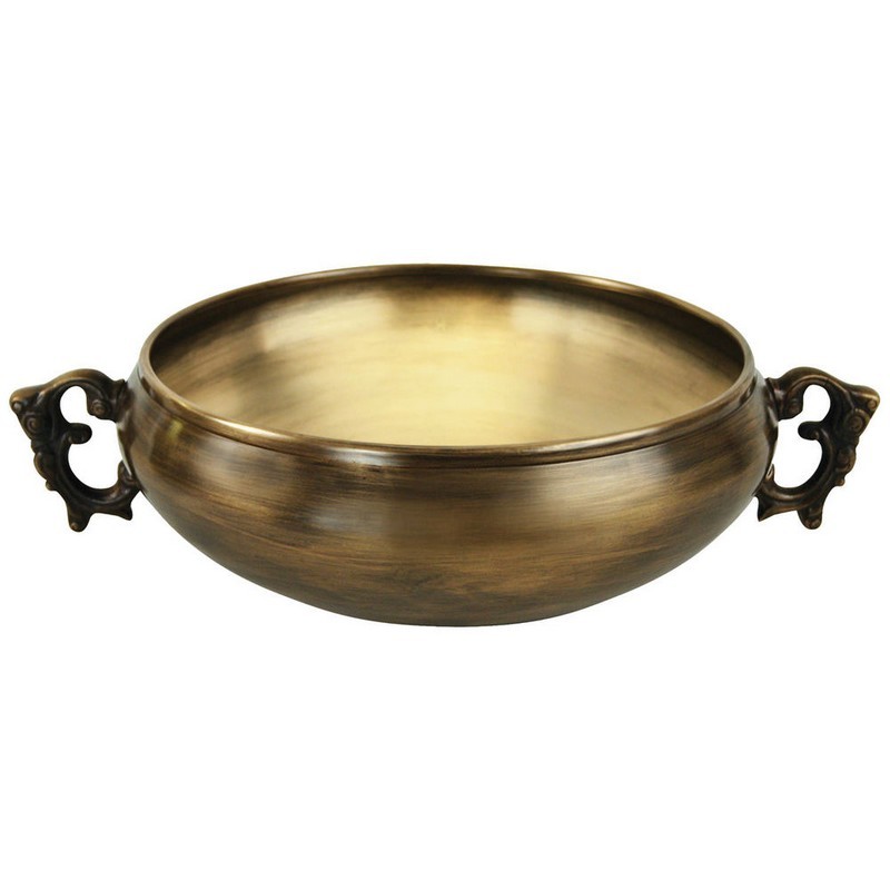 LINKASINK B008 BRONZE 17 INCH VESSEL OFFERING BOWL WITH HANDLES