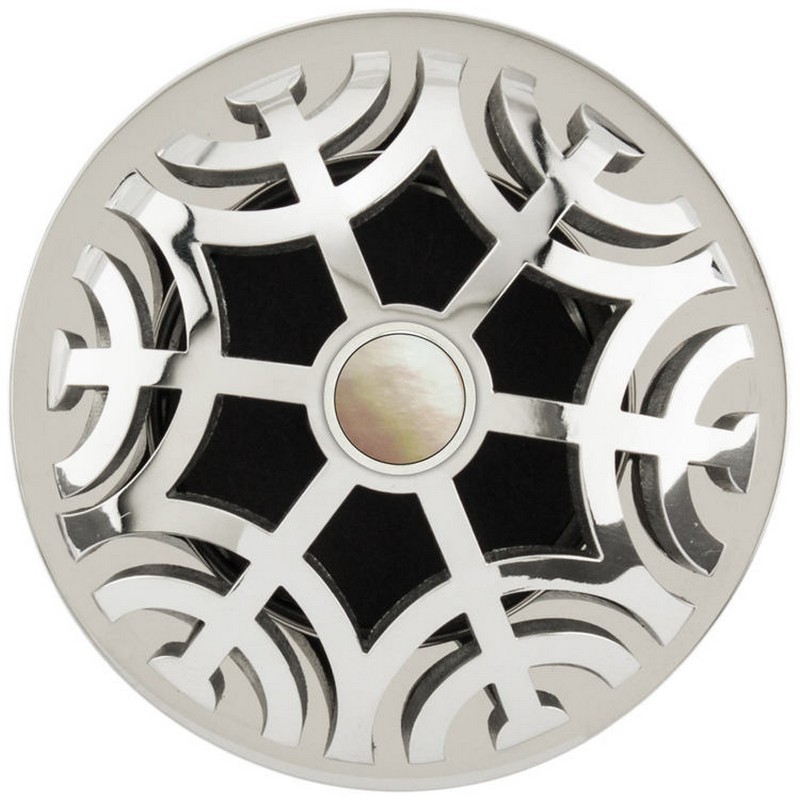 LINKASINK D011 PS-SCR02 MAZE GRID STRAINER-POLISHED SMOOTH FINISH AND MOTHER OF PEARL SCREW