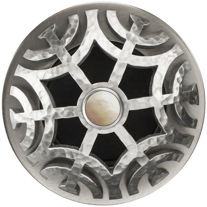 LINKASINK D011 SH-SCR02 MAZE GRID STRAINER-SATIN HAMMERED FINISH AND MOTHER OF PEARL SCREW