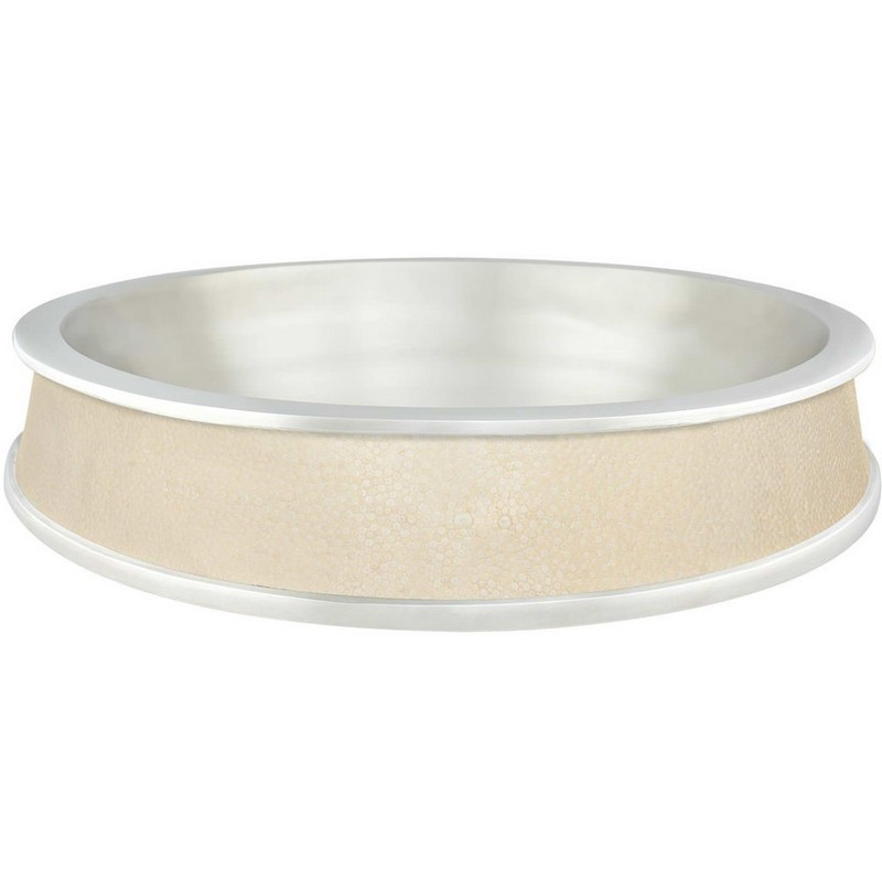 LINKASINK MP02 MASTERPIECE 17 INCH VESSEL SEMI RECESSED VESSEL BOWL WITH WHITE SHAGREEN