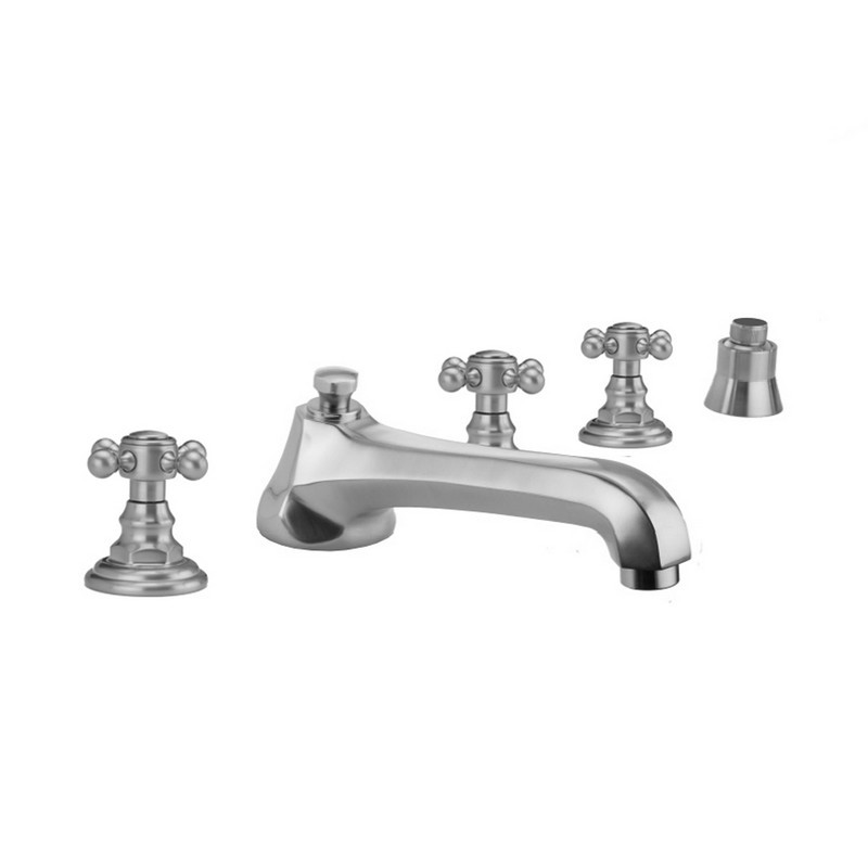 JACLO 6970-T678-S-TRIM WESTFIELD ROMAN TUB SET WITH LOW SPOUT AND BALL CROSS HANDLES AND STRAIGHT HANDSHOWER MOUNT