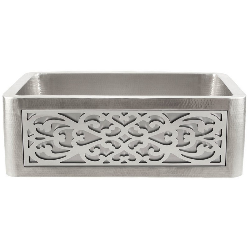 LINKASINK C070-30 SS PNL105 INSET APRON COLLECTION 30 INCH UNDERMOUNT FARM HOUSE STAINLESS STEEL KITCHEN SINK WITH FILIGREE PANEL