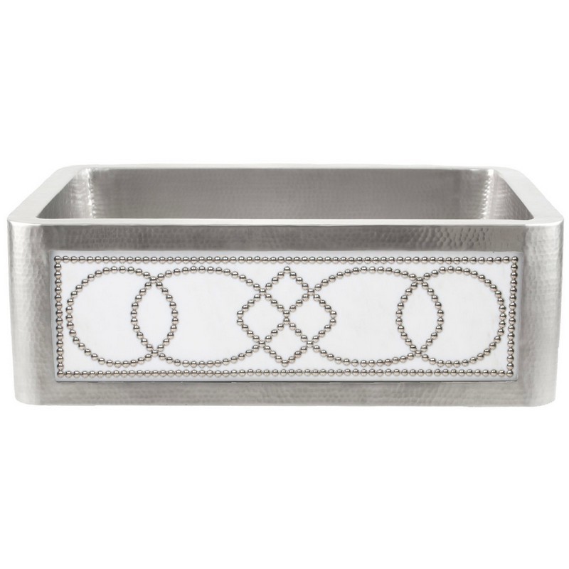 LINKASINK C070-30 SS PNL303 INSET APRON COLLECTION 30 INCH UNDERMOUNT FARM HOUSE STAINLESS STEEL KITCHEN SINK WITH WHITE MARBLE WITH STUDS PANEL