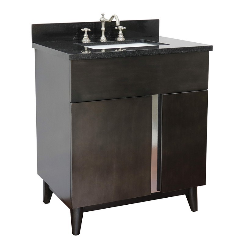 BELLATERRA 400200-SB-BGR 31 INCH SINGLE VANITY IN SILVERY BROWN WITH BLACK GALAXY TOP AND RECTANGLE SINK
