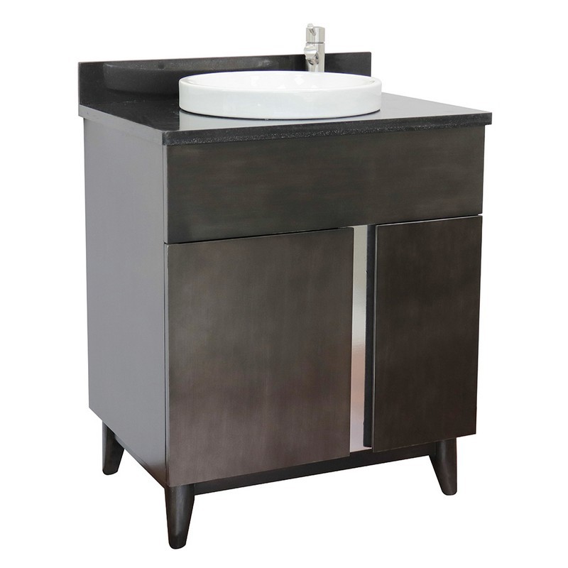 BELLATERRA 400200-SB-BGRD 31 INCH SINGLE VANITY IN SILVERY BROWN WITH BLACK GALAXY TOP AND ROUND SINK