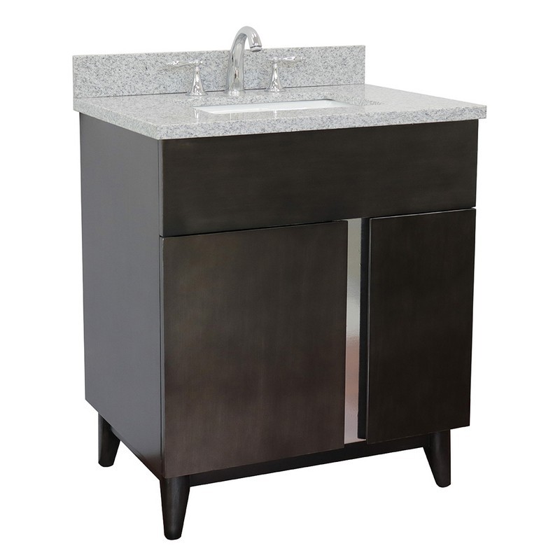 BELLATERRA 400200-SB-GYR 31 INCH SINGLE VANITY IN SILVERY BROWN WITH GRAY GRANITE TOP AND RECTANGLE SINK
